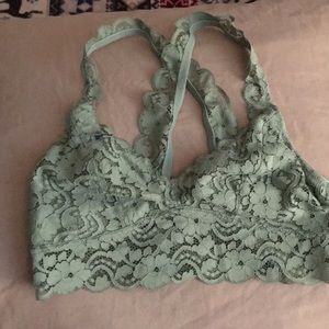 Green lace bra